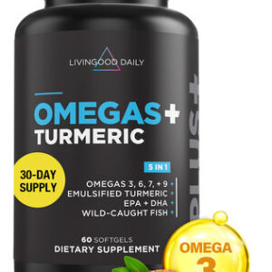 Suplemento Livingood Daily Omegas + Curcuma 60 Cápsulas Gela