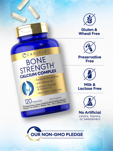Suplemento Carlyle Bone Strength 120 Cápsulas Calcium Comple - Imagem 4