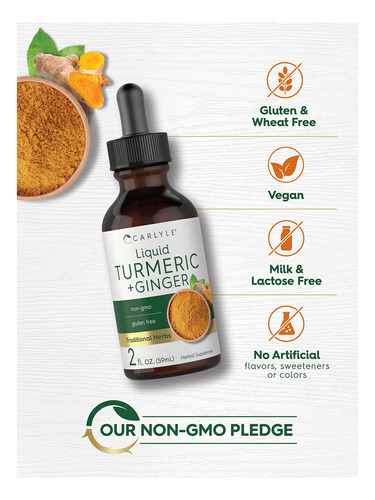 Suplemento Carlyle Curmeric And Ginger Drops 60ml - Imagem 4
