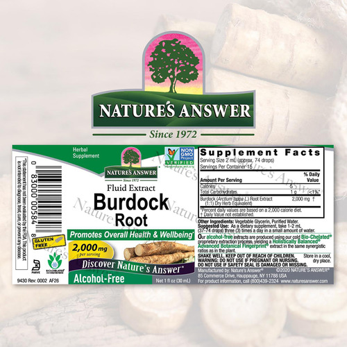 Suplemento Natures Answer Burdock Root Af 60ml 2000mg - Imagem 2