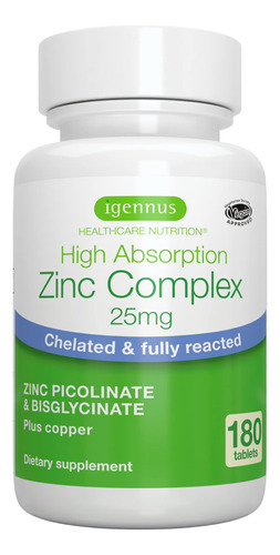 Suplemento Igennus Healthcare Nutrition Zinc Complex 25 Mg