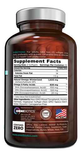 Suplemento Omnibiótico Vegano Omega Dha+epa Prenatal Dha W/ - Imagem 2