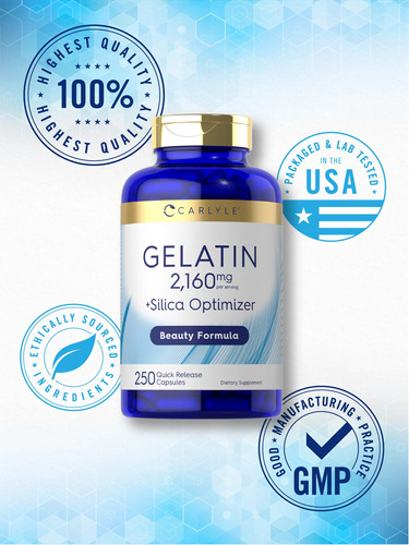 Suplemento Carlyle Gelatin + Silica Optimizer 250 Cápsulas - Imagem 5