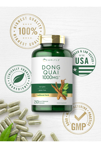 Suplemento Cápsulas Carlyle Dong Quai 1000 Mg 250 Unidades - Imagem 5