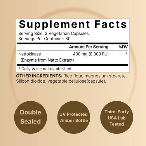 Suplemento Naturebell Nattokinase 8.000 Fu 240 Cápsulas - Imagem 2