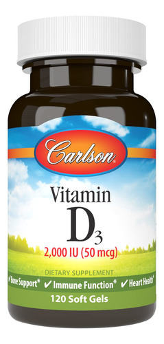 Suplemento De Vitamina D3 Carlson 2000iu (50mcg) 120 Cápsula