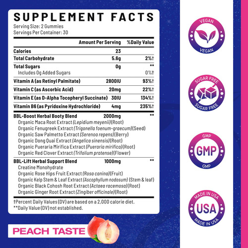 Suplemento Jovariquethor Booty Gummies Bbl Women 60 Unidades - Imagem 2