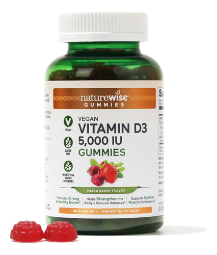 Gomas Naturewise 5000 Ui De Vitamina D Para Adultos 60 Gomas