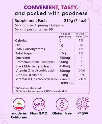 Suplemento Biovitalica Gomas De Quercetina Com Bromelaína 75 - Imagem 2