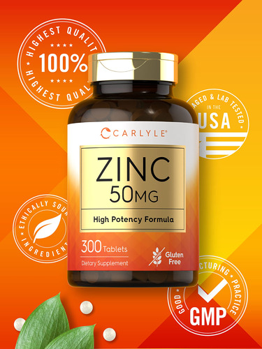 Suplemento Carlyle Zinc 50 Mg De Gluconato De Zinco 300 Comp - Imagem 5