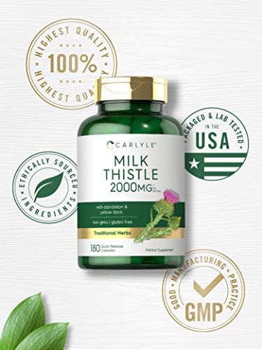 Suplemento Carlyle Milk Thistle 2000 Mg 180 Cápsulas - Imagem 5