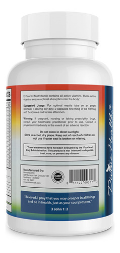 Multivitamínico Divine Health Enhanced 120 Cápsulas Vegetais - Imagem 3