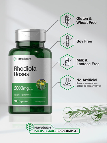 Suplemento Horbäach Rhodiola Rosea Em Cápsulas 2000 Mg 180 U - Imagem 4
