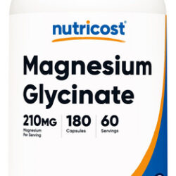 Suplemento De Glicinato De Magnésio Nutricost 180 Cápsulas
