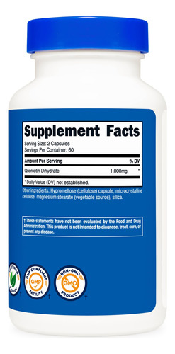 Suplemento Nutricost Quercetina 1000mg 120 Cápsulas - Imagem 6