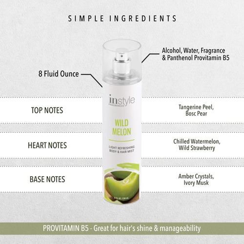 Body & Hair Mist Instyle Fragrances Wild Melon Scent 240 Ml - Imagem 7