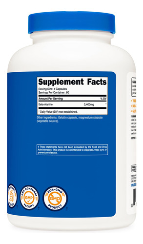 Suplemento Nutricost Em Cápsulas De Beta-alanina 240 X 850 M - Imagem 6