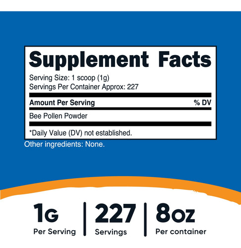 Pólen De Abelha Em Pó Nutricost 227 Porções 227 Ml Sem Glúte - Imagem 3