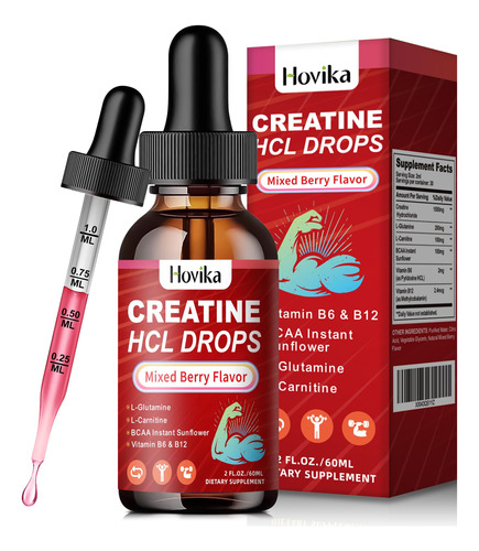 Gotas Líquidas De Creatina Hcl Hovika Com L-carnitina 60 Ml