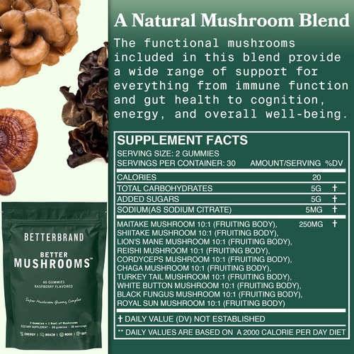 Suplemento Betterbrand Bettermushroom Mushroom Gummies 120c - Imagem 3
