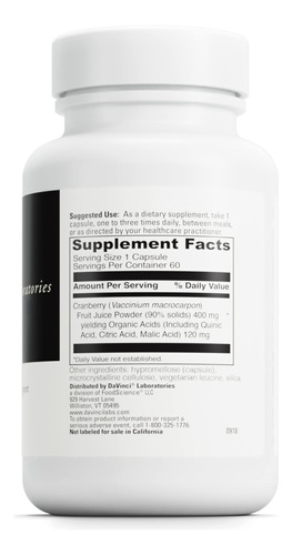 Suplemento Davinci Labs Cranberry Apoia O Trato Urinário 60 - Imagem 2