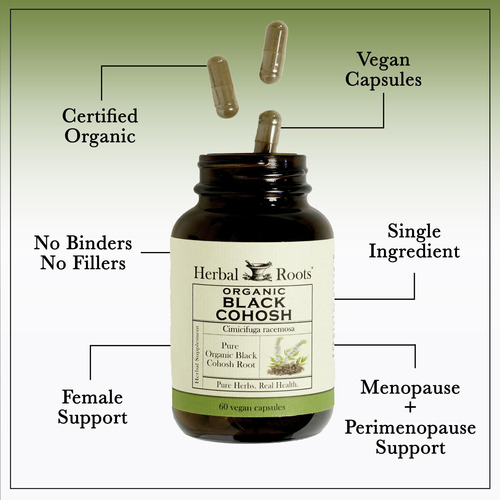 Suplemento Herbal Roots Black Cohosh Root 600mg 60 Cápsulas - Imagem 4