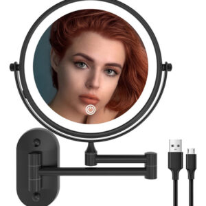 Espelho De Maquiagem Ruacq Recarregável Preto Fosco 1x/10x 2