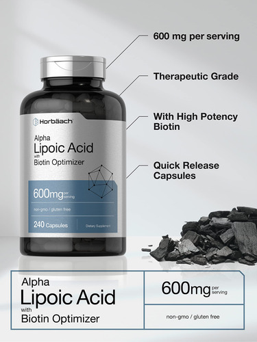 Suplemento De Ácido Alfa Lipóico Horbäach 600 Mg Com Biotina - Imagem 3