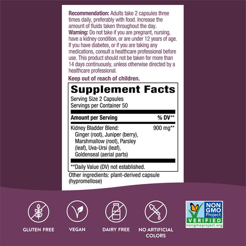 Suplemento Nature's Way Kidney Bladder 930 Mg 100 Vcaps - Imagem 4