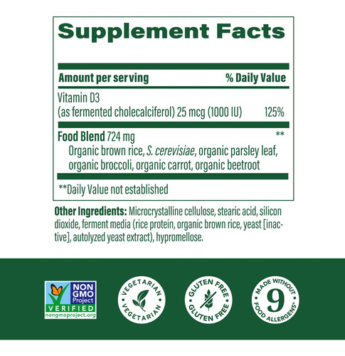 Suplemento Megafood De Vitamina D3 1000 Ui (25 Mcg) 60 Compr - Imagem 2