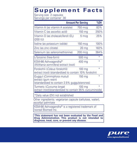 Suplemento Pure Encapsulations Thyroid Support 60 Cápsulas - Imagem 2