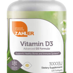 Suplemento Zahler Vitamina D3 3000iu 120 Cápsulas Gelatinosa