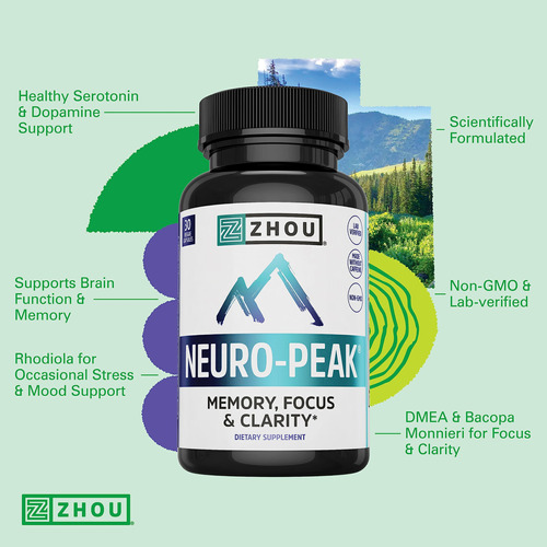 Suplemento De Suporte Cerebral Zhou Neuro Peak 30 Vegcaps - Imagem 5