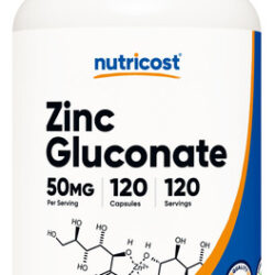 Suplemento Nutricost Gluconato De Zinco 50 Mg 120 Cápsulas V