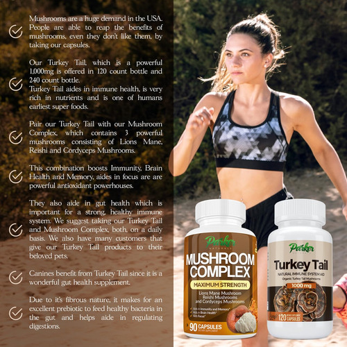 Suplemento Parker Naturals Turkey Tail Mushroom 120 Cápsulas - Imagem 6