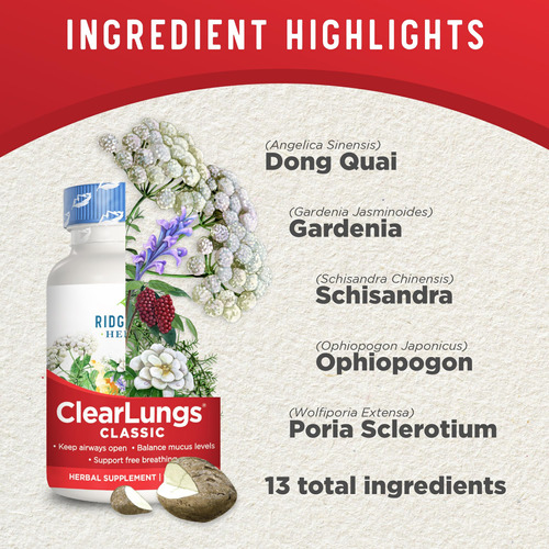 Suplemento Ridgecrest Herbals Clearlungs 60 Cápsulas - Imagem 4