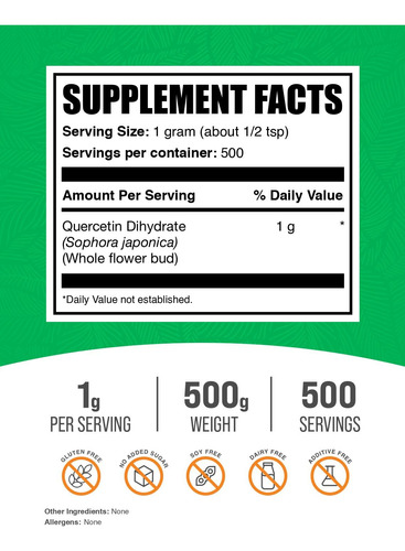 Suplemento Bulksupplements.com Quercetina Dihidratada Em Pó - Imagem 2