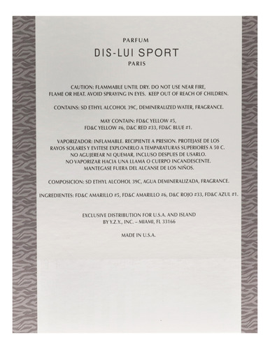Perfume Yzy Perfume Dis-lui Sport Eau De Parfum 100ml For Me - Imagem 6