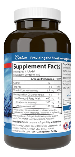 Suplemento Carlson Super Dha Gems 500 Mg Dha 640 Mg De Ácido - Imagem 2