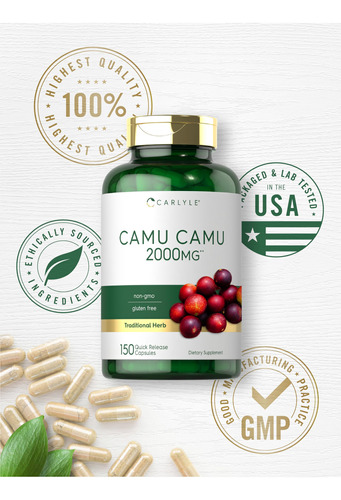 Suplemento Carlyle Camu Camu Em Cápsulas De 2000 Mg Com Vita - Imagem 5
