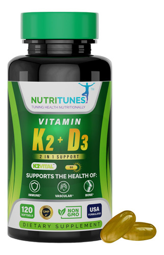 Suplemento Nutritunes Vitamina K2+ D3 5000iu (120 Cápsulas)