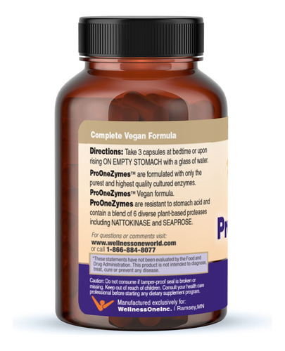 Suplementos Wellnessone Pro-onezyme Systemic Enzyme 90 Cápsu - Imagem 8