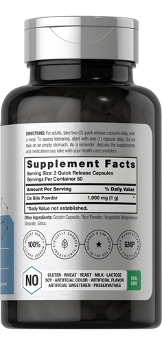 Suplemento Horbäach Ox Bile 1000mg 100 Cápsulas - Imagem 2