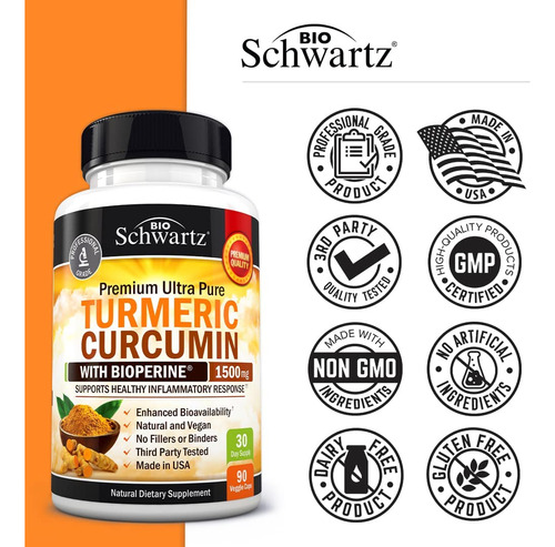 Suplemento Bioschwartz Curcuma Curcumina 1500 Mg Com Bioperi - Imagem 7