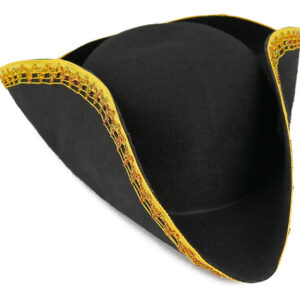Chapéu Skeleteen Colonial Black Tricorn Revolutionary War