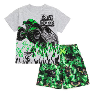 Conjunto De Roupas Monster Jam Grave Digger, Camiseta E Shor