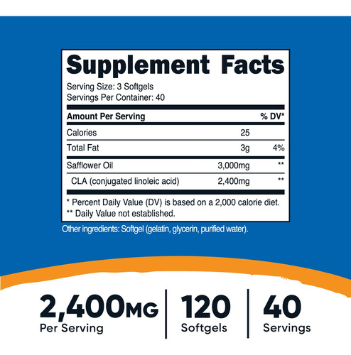 Suplemento Nutricost Cla (ácido Linoléico Conjugado) 2.400 M - Imagem 3