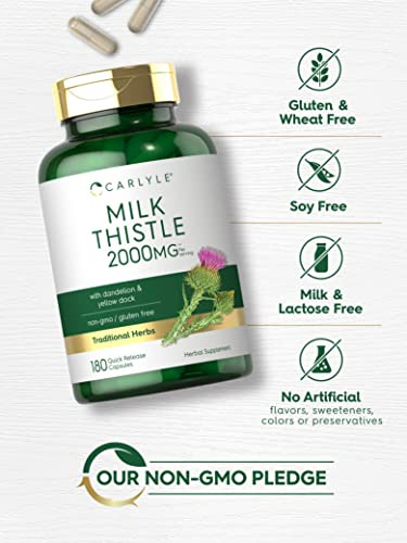 Suplemento Carlyle Milk Thistle 2000 Mg 180 Cápsulas - Imagem 4