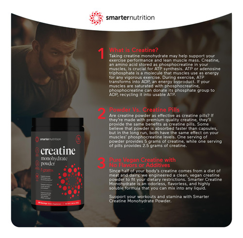 Suplemento Smarter Nutrition Creatina Monohidratada 5g 180 D - Imagem 5