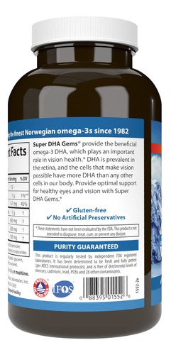 Suplemento Carlson Super Dha Gems 500 Mg Dha 640 Mg De Ácido - Imagem 3
